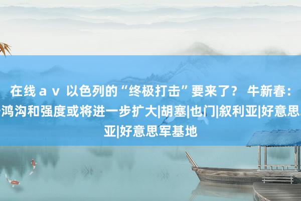 在线ａｖ 以色列的“终极打击”要来了？ 牛新春：其打击鸿沟和强度或将进一步扩大|胡塞|也门|叙利亚|好意思军基地